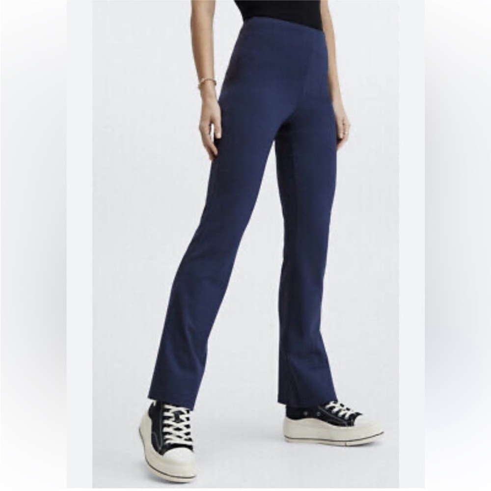 Fabletics Ponte Kick Flare Side Zip Navy Leggings M